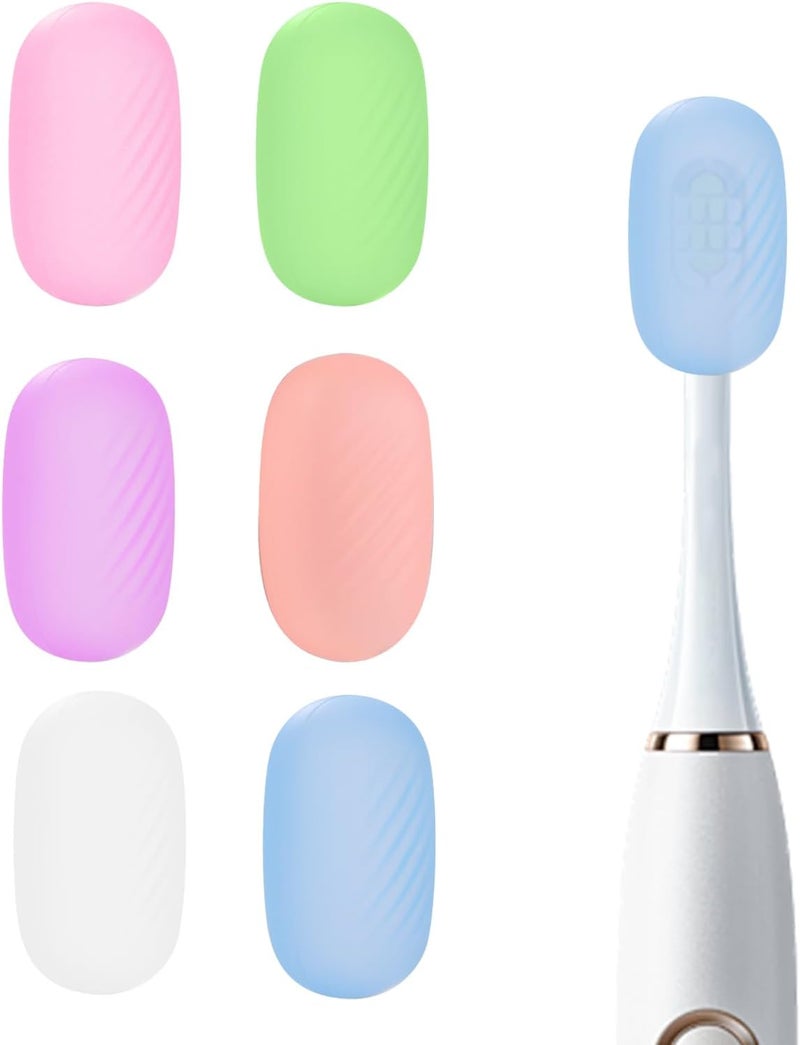 HEBEILF 6 Pcs Toothbrush Covers Toothbrush Covers Caps，Replaceable Electric Toothbrush Head Cover Silicone Toothbrush Protector Cap for Household Travel, Bathroom, Gym，Camping - Image 1